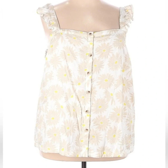 Torrid 3x Women's Tan Flower Sleeveless Blouse NWT - Picture 1 of 12